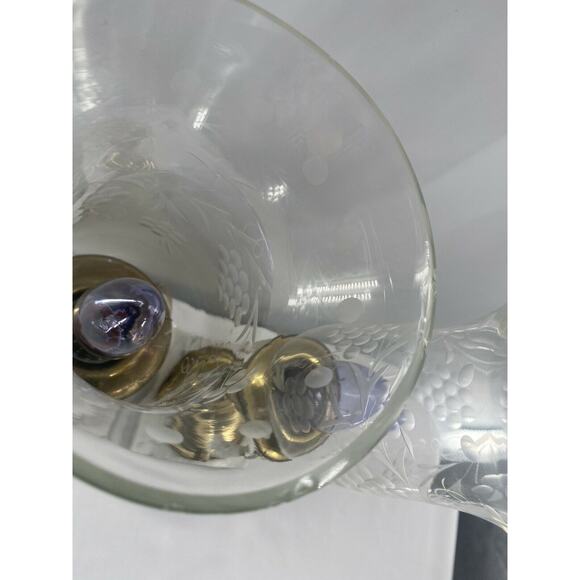 2 Hollywood Regency Candle Lamps MCM Hurricane Marble Brass w Glass Prisms 16" - Picture 5 of 12